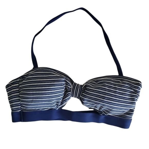 Juicy Couture womens bikini Swim top Bandeau Striped Navy Bra Size Small new - Picture 1 of 6